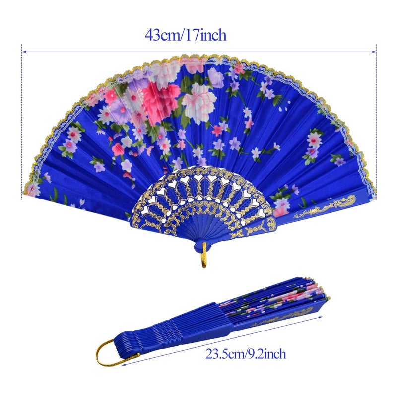 Miayon 10pcs Floral Folding Hand Fan Vintage Retro Silk Handheld Fans Lace Folding Fan Wedding Dancing Church Party (Random Color) - Image 4